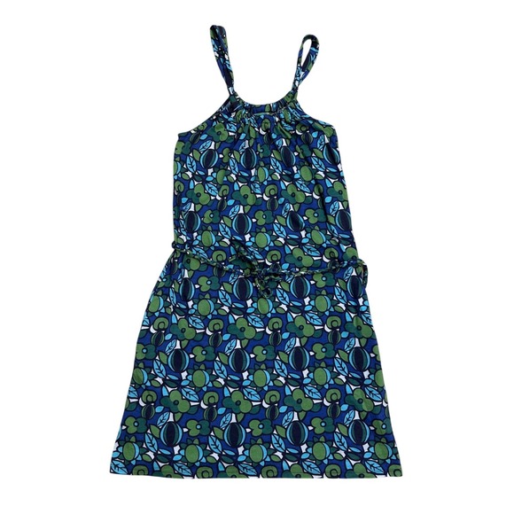 Boden Dresses & Skirts - Boden Blue Green Floral Jersey Halter Dress Braided Belt coastal preppy 10R
